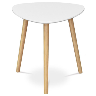 Stôl konferenčný 40x40x40, MDF biela, nohy bambus