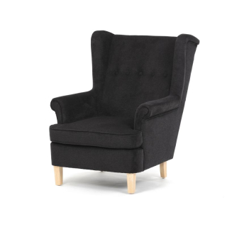 Elegantné kreslo ušiak, čierna látka