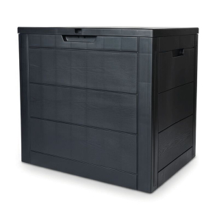 Záhradný úložný box, sivý, 120 l, s dekorom dreva
