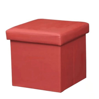 Štýlový skladací taburet, červená ekokoža